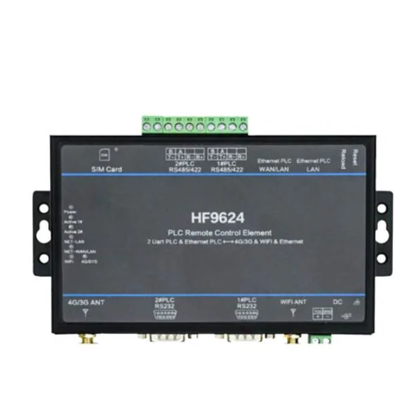 4G Wifi Ethernet HF9624 Serie PLC Industrial puerta RS232/RS485 Linux Iot Gateway WiFi 4G de servidor serie DTU RTU Ethernet