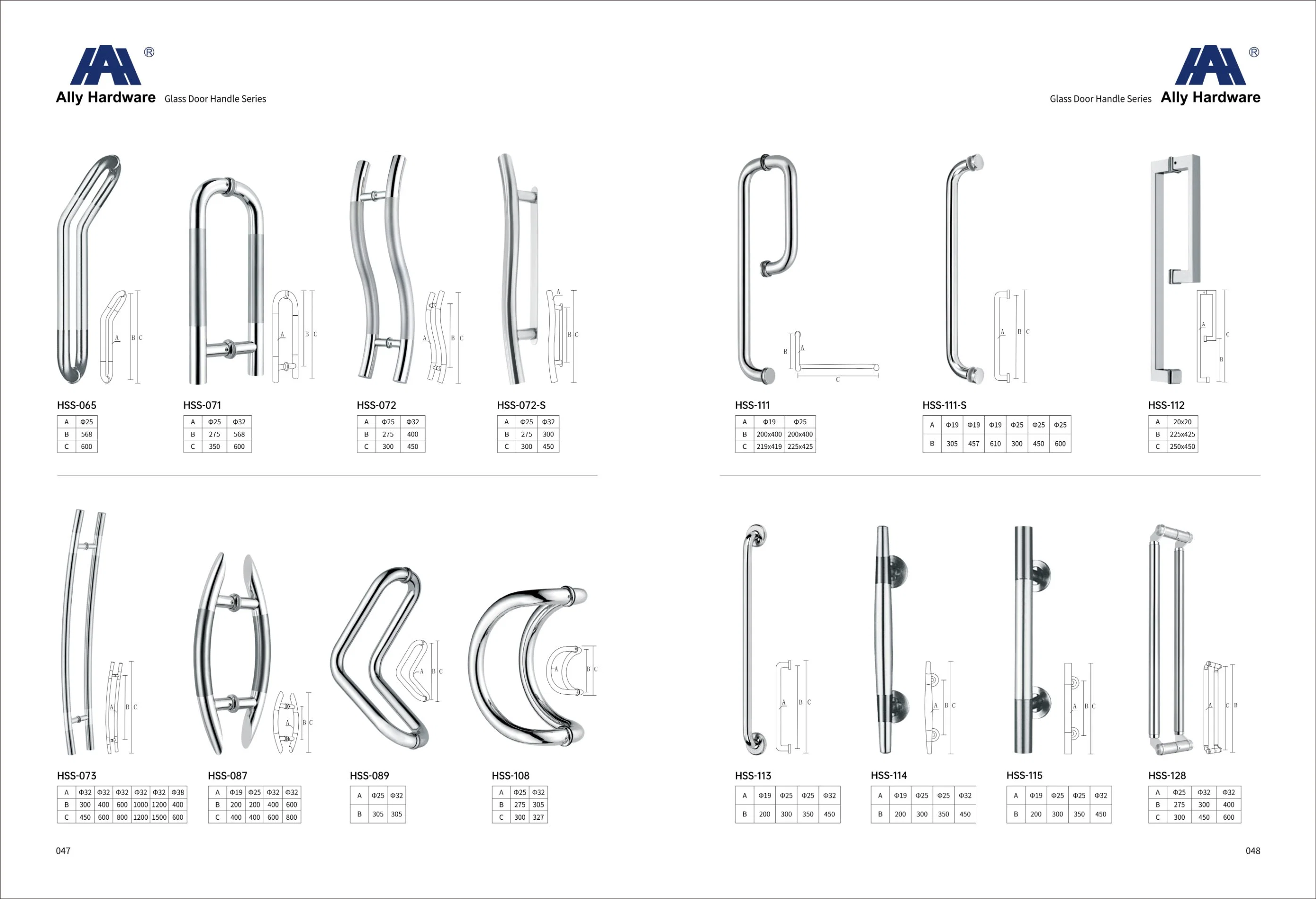 H-Shaped Aluminium Sliding Tempered Crystal D Type Stainless Steel Glass Door Handle