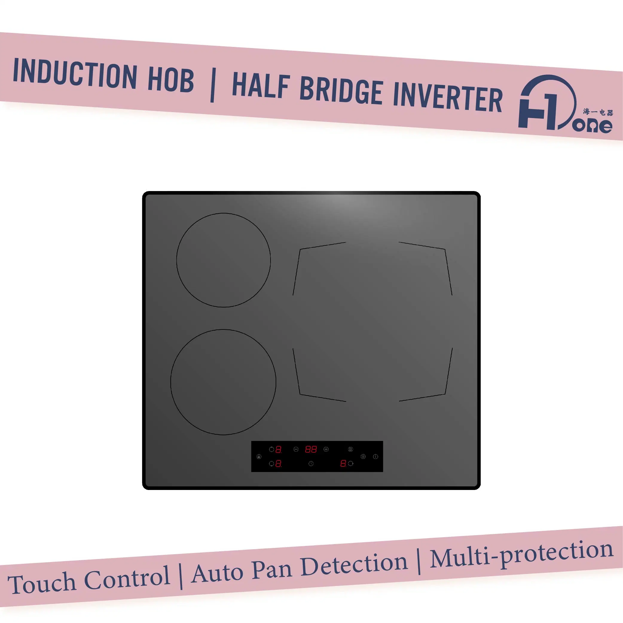 60cm Built-in 3 Zone Induction Touch Control Plate