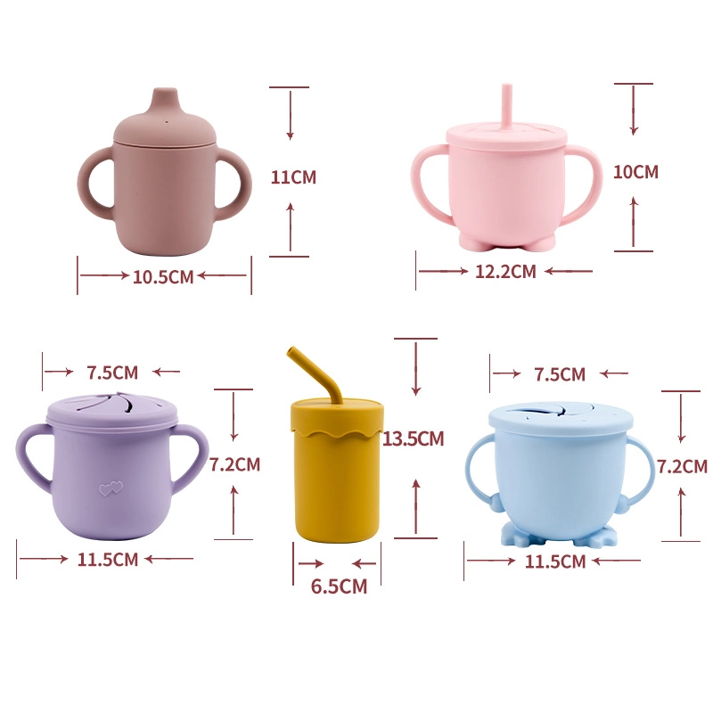 New Baby Straw Drink Training Cup Resistant High-Emperature Silicone Baby Cup