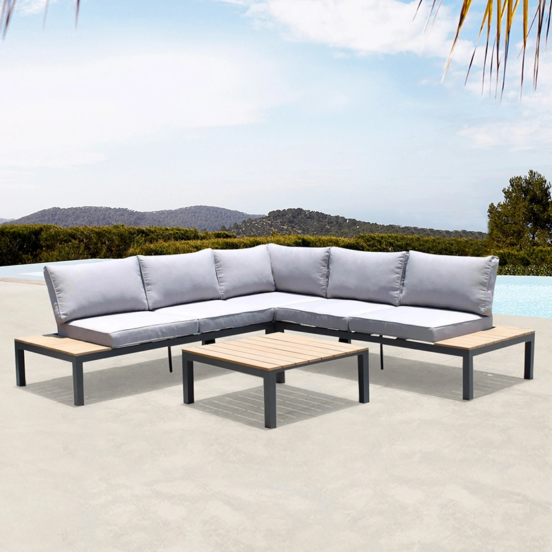 Darwin Cheap Modular L Shape Sofa Set Patio Use Poly Wood with Coffee Table Outdoor Garden Furniture