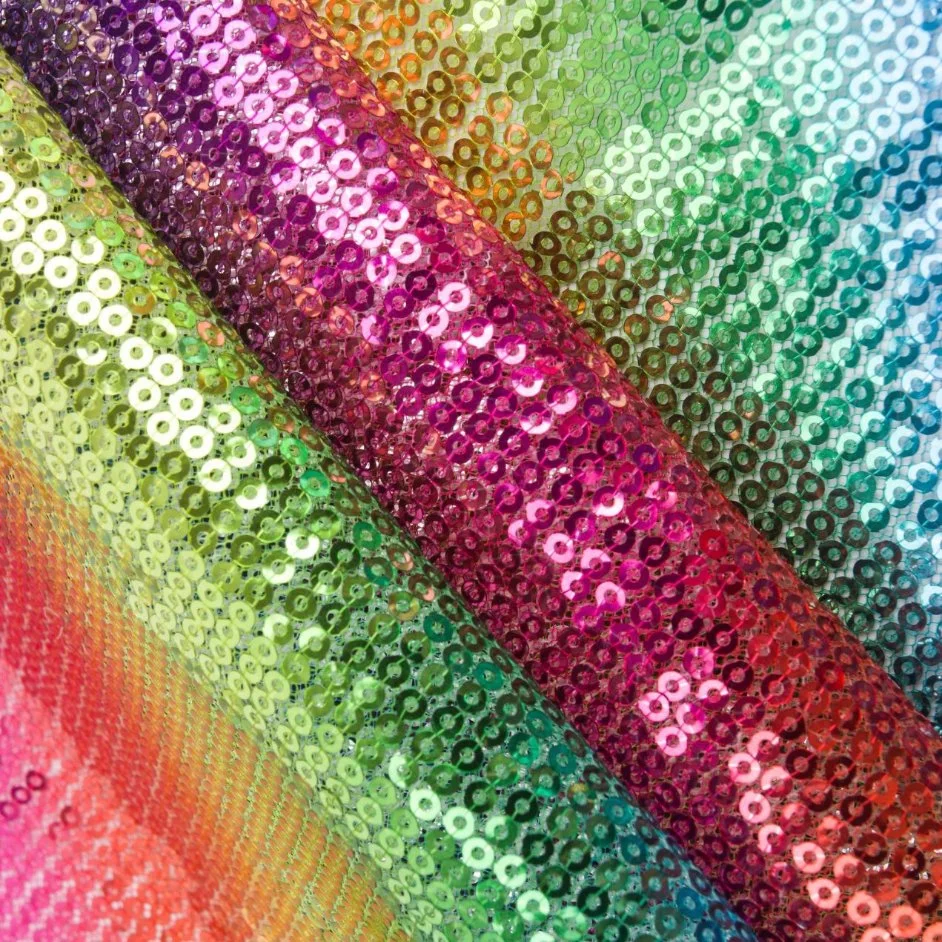 New Arrival Crystal Rainbow Tulle Sequin Mesh Embroidery Fabric for Garment Girl Dress