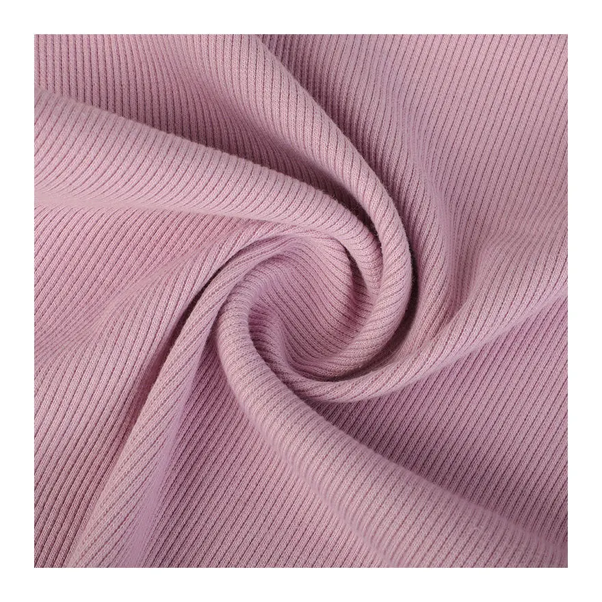 High Quality Polyester Cotton Stretch Blend 2 X 2 Dyeing Rib Knit Fabric for Clothing