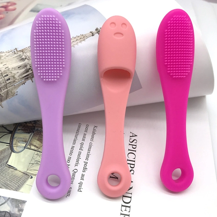 Private Label Finger Lip Brush Nose Cleaning Brushes Silicone Exfoliating Tools Double-Sided Soft Exfoliating Silicone Lip Brush