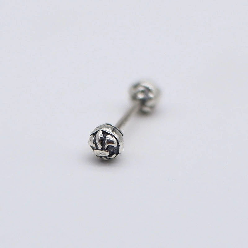 Retro S925 Silver Ball Piercing Jewelry