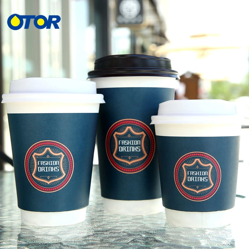 Otor 16oz Einweg-Papierbecher Doppelwand Trinkbecher heiß Tasse Kaffee Tasse Wasser Tasse