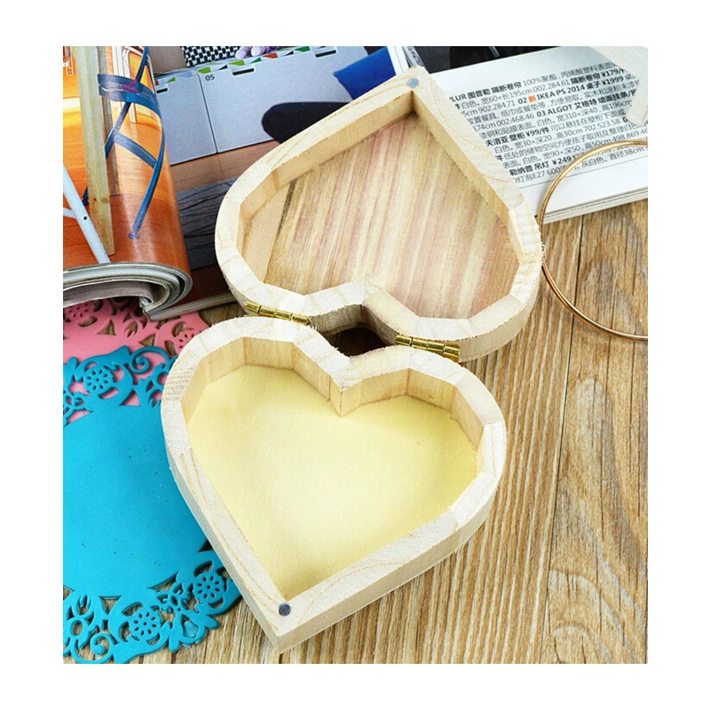 Crafts Toys Love Heart Shape Wooden Jewelry Box