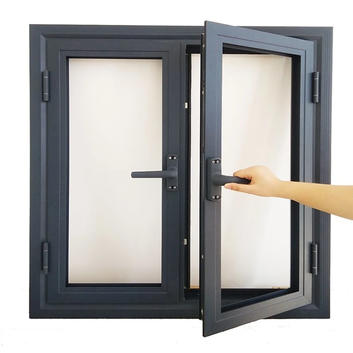 Customized Security Soundproof Windows Black Vertical Double Glazed Aluminum Casement Window