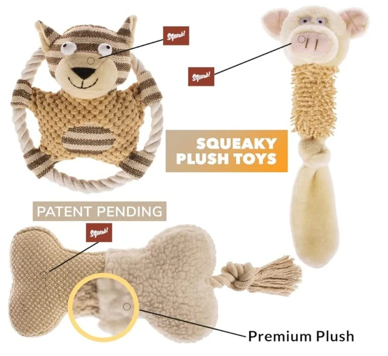 Pet mayorista masticar Peluches Squeaky Perro Mastique los juguetes