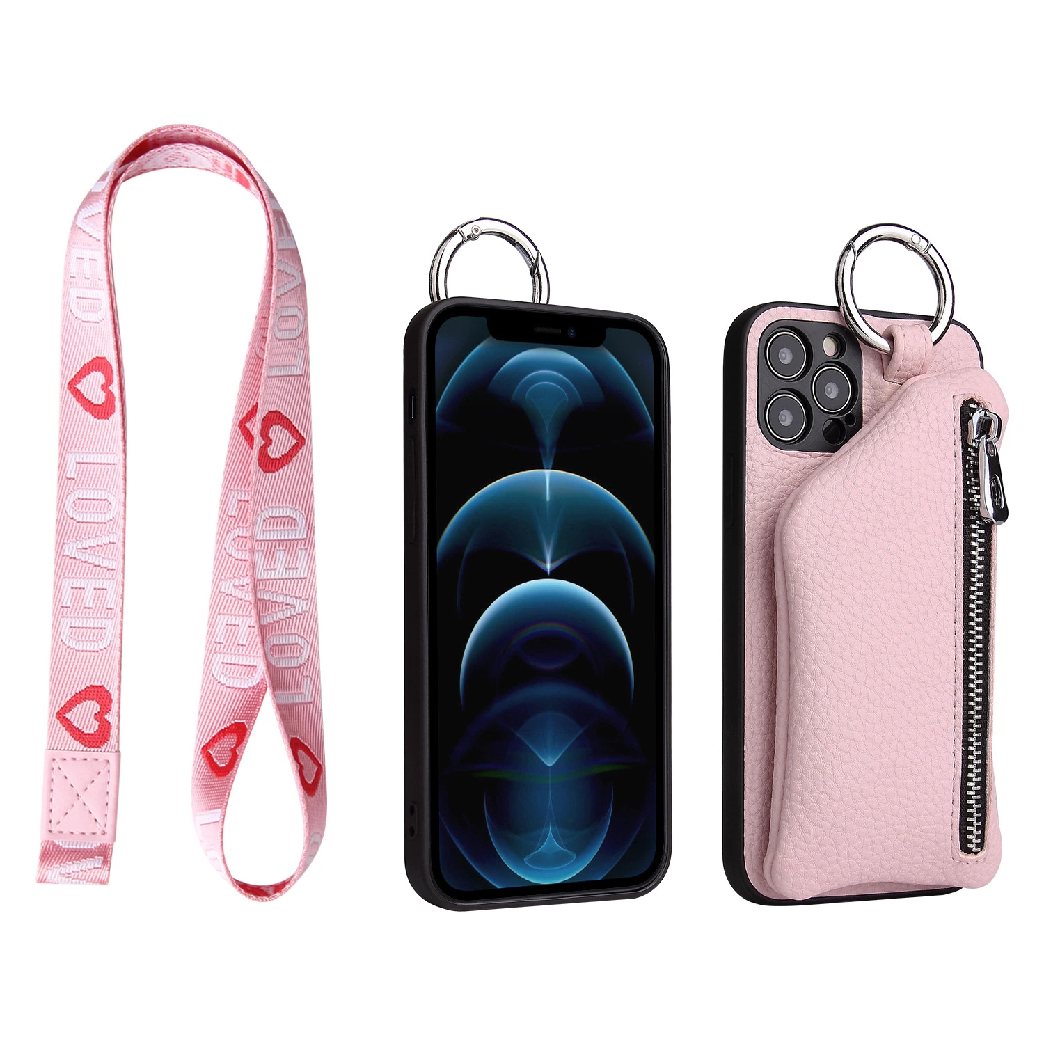 OEM Fashion Leather Lanyard Coin Purse for iPhone Leather Mobile Phone Shell