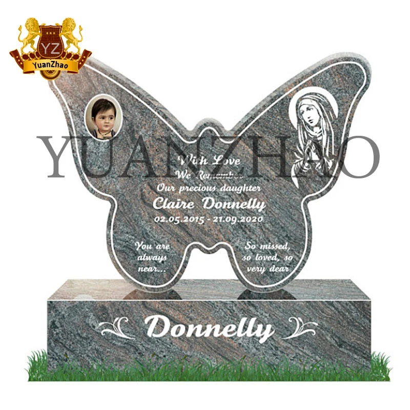 Memorial Gravestone China Black Granite Tombstone Customized Black Stone Russian Granite Monument