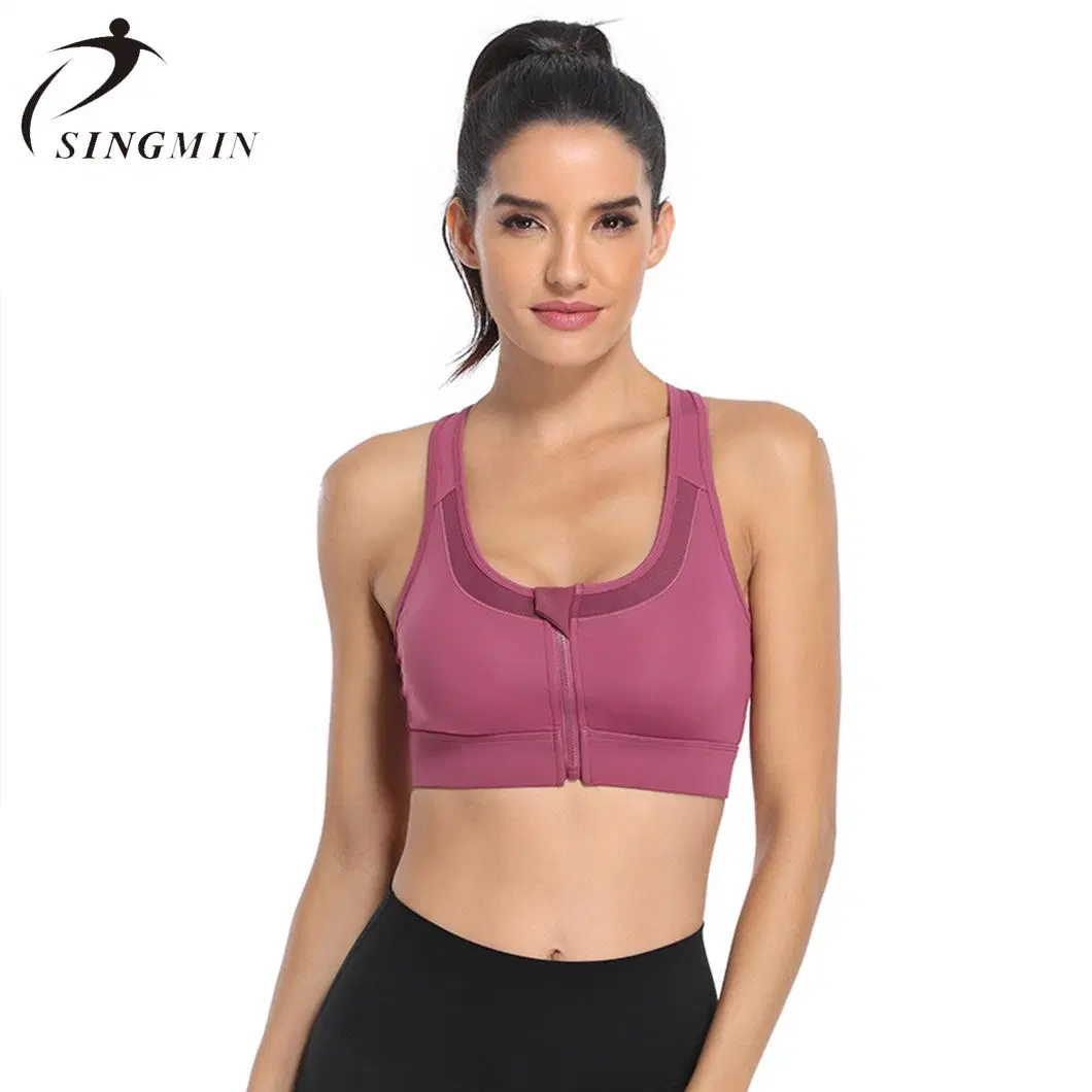 High quality/High cost performance  Hot Selling Women Sexy Sports Workout Zipper Yoga Bra