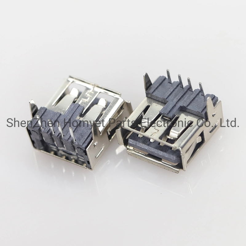 USB Interface 2.0A Female Base 90 Degree Flat Port USB Connector Pin Type