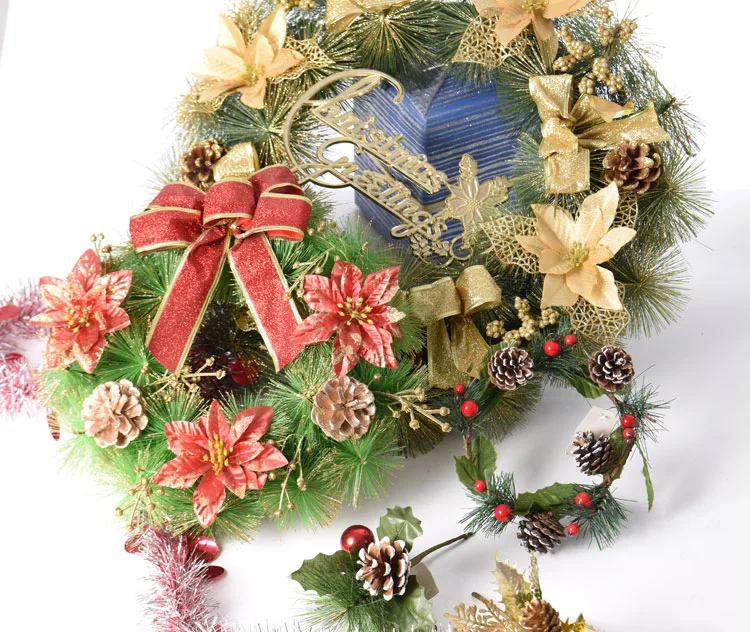 2019 Nuevas decoraciones de Navidad Flores Rojas estilo Pinecone anillos de Navidad Navidad corona de flores