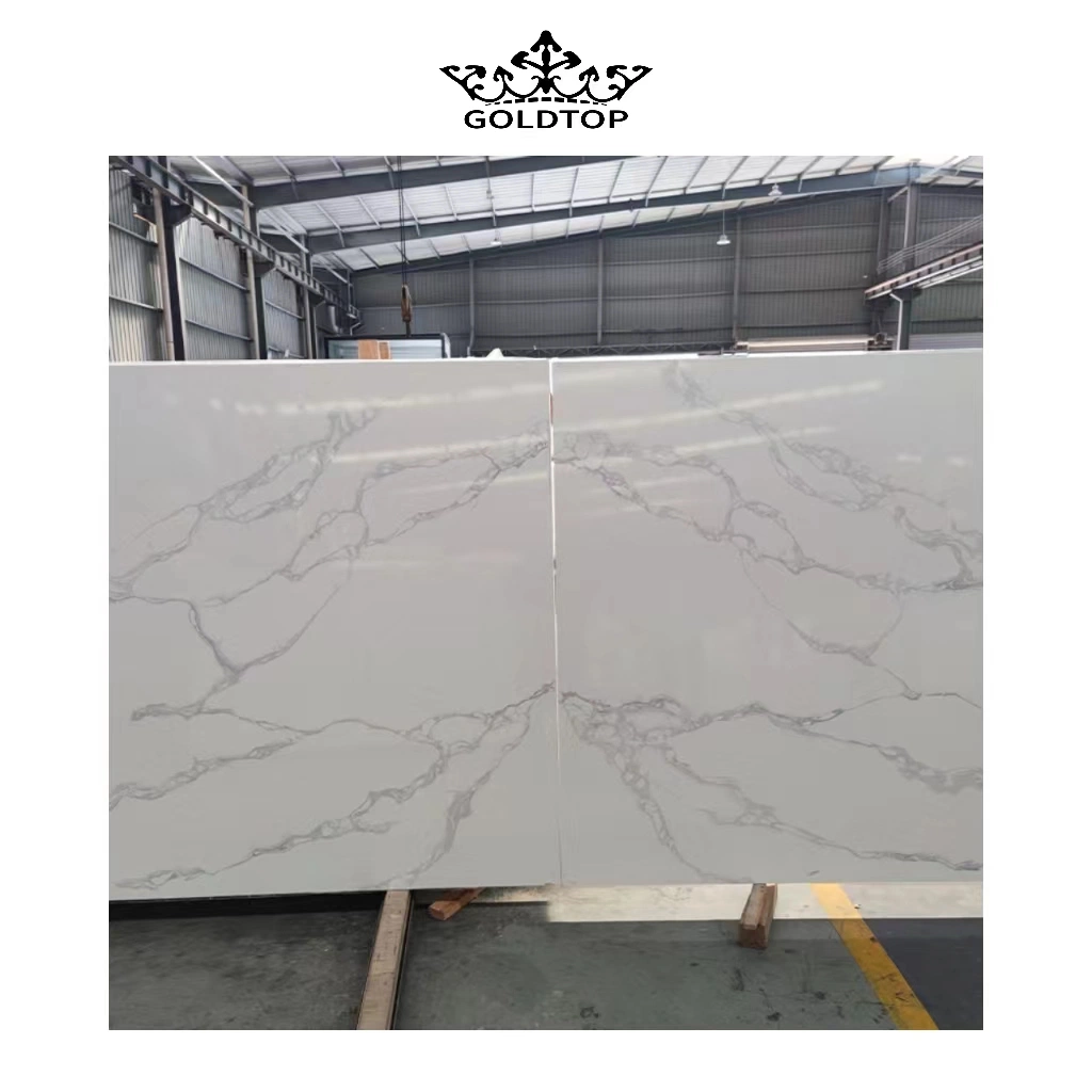 Artificial Stone Grey Veins Wholesale/Supplier Calacatta White Stone Slab Quartz Cabinet/Countertop/Vanity/Wall Tiles/Floor