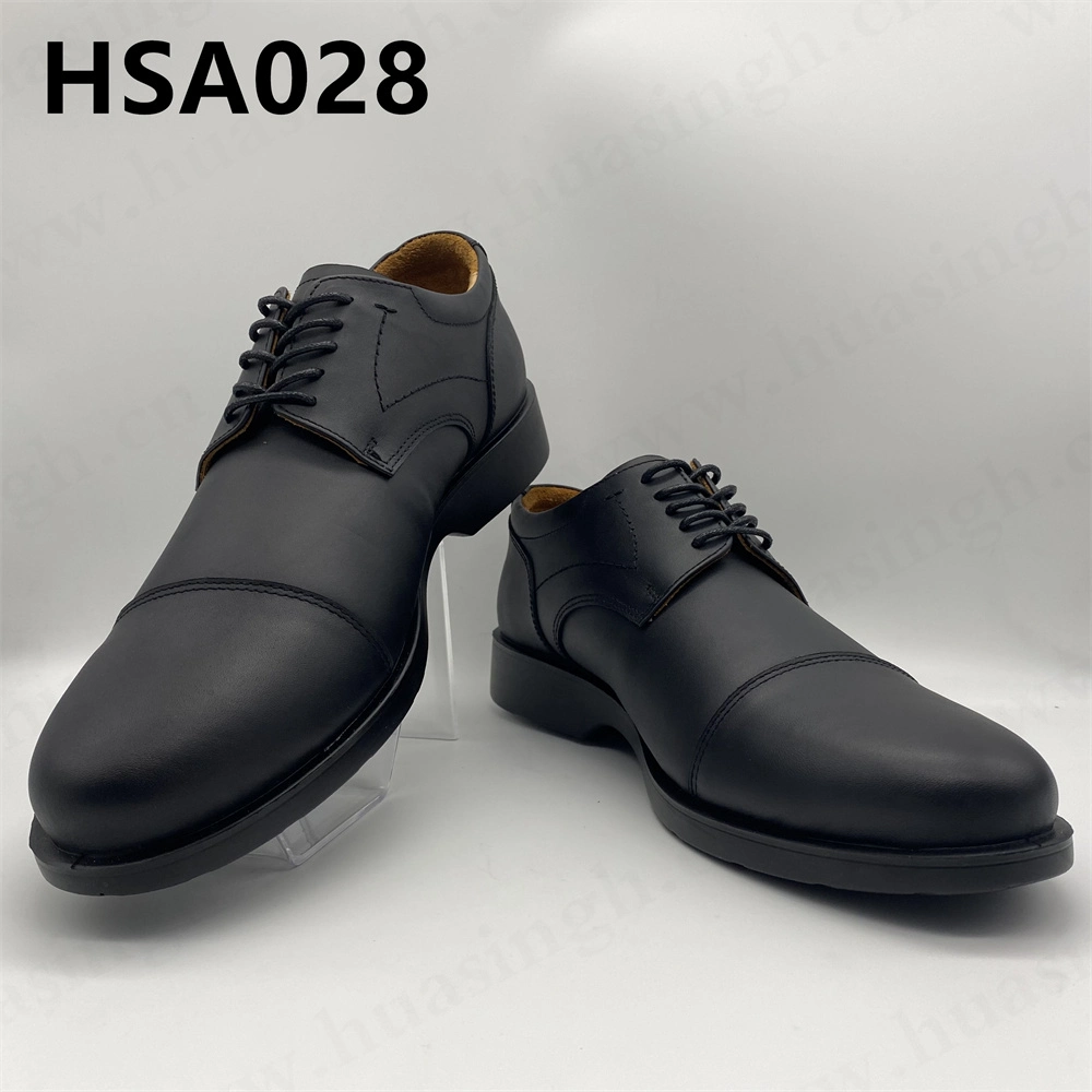 Lxg, Factory Direct Sale Full Grain Leather PU Injection Outsole Black Dress Shoes Hsa028