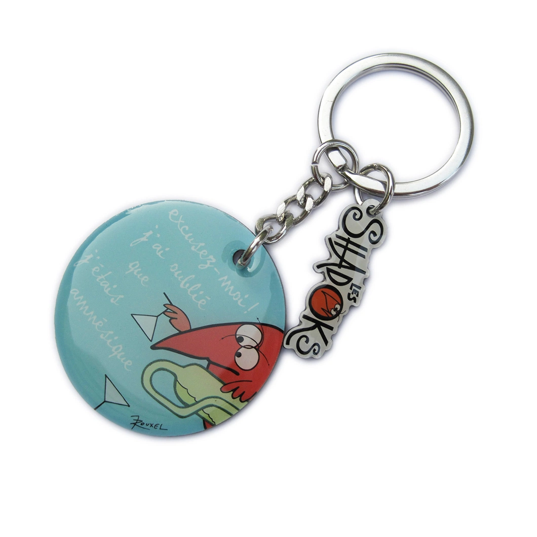 hecho personalizado al por mayor muestra libre Cartoon Color de relleno de impresión Key Chain Promoción barato Foto Metal llavero (A2102069)