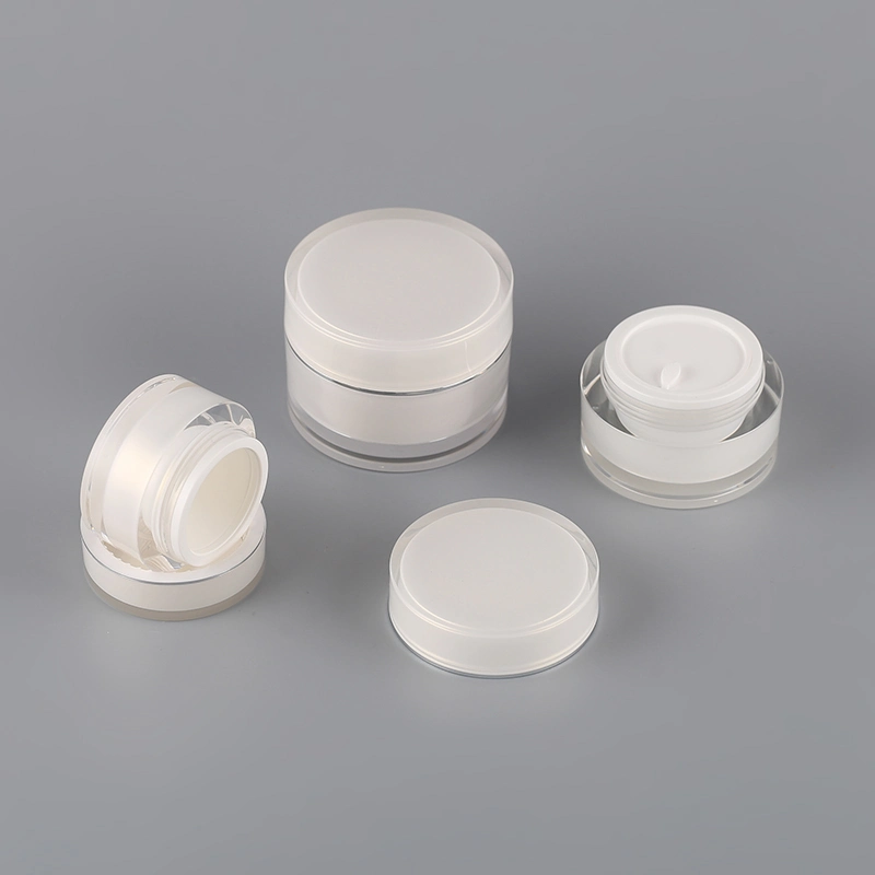 Customized Made White Round Plastic PMMA 15g 30g 50g Cosmetic Jar