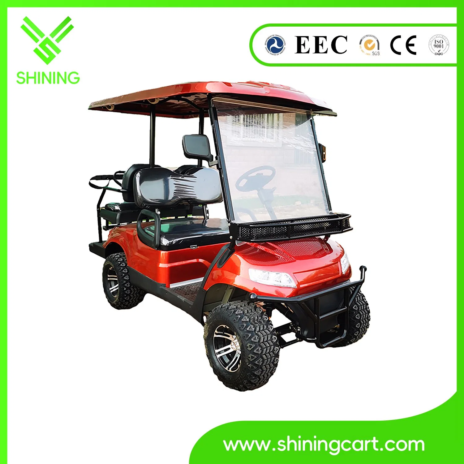 Shining Brand Green Electric Golf Cart with Four-Wheel Disc Brake