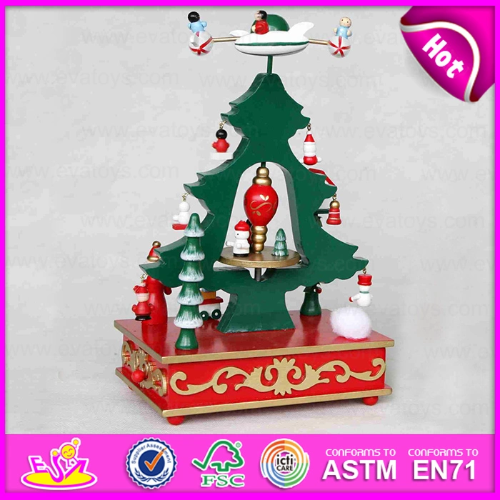 2015 La decoración del árbol de Navidad de madera Caja de Música Popular, Árbol de Navidad Caja de música para niños, hermoso árbol de Navidad de juguetes música W07B012A