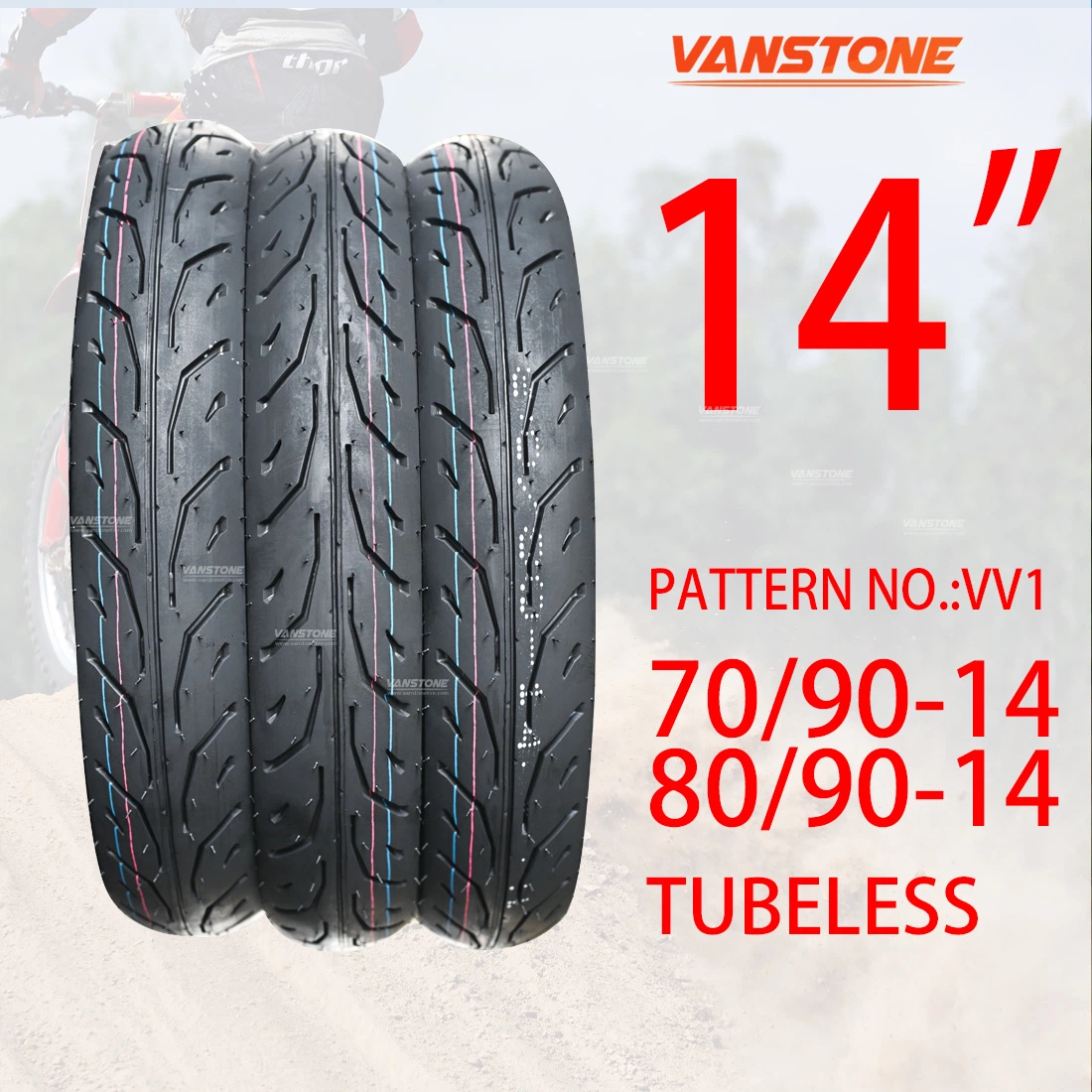 Alta Qualidade preço barato Tubeless 6pr/8pr Borracha Natural de nylon de triciclo 80/90-14 Motociclo com excelente capacidade de aderência dos pneus