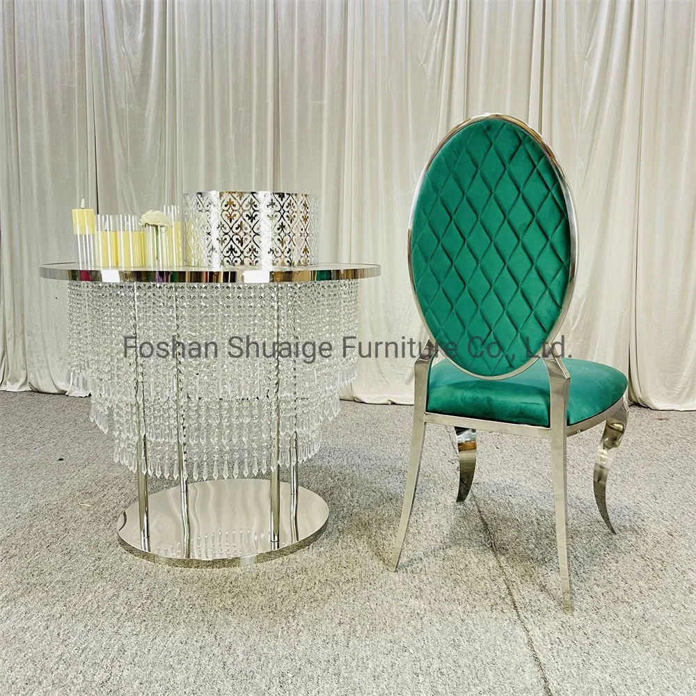 Modern Wedding Party Furniture Wholesale/Supplier Green Velvet Cushion Silver Stainless Steel Dining Chair