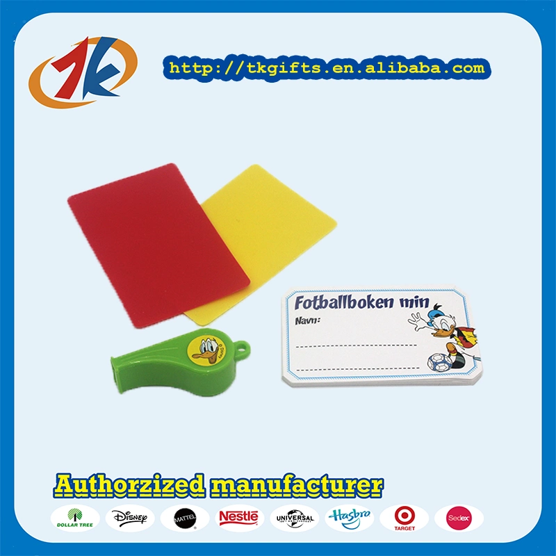 Árbitro Sports silbato de plástico rojo y amarillo juguete tarjeta