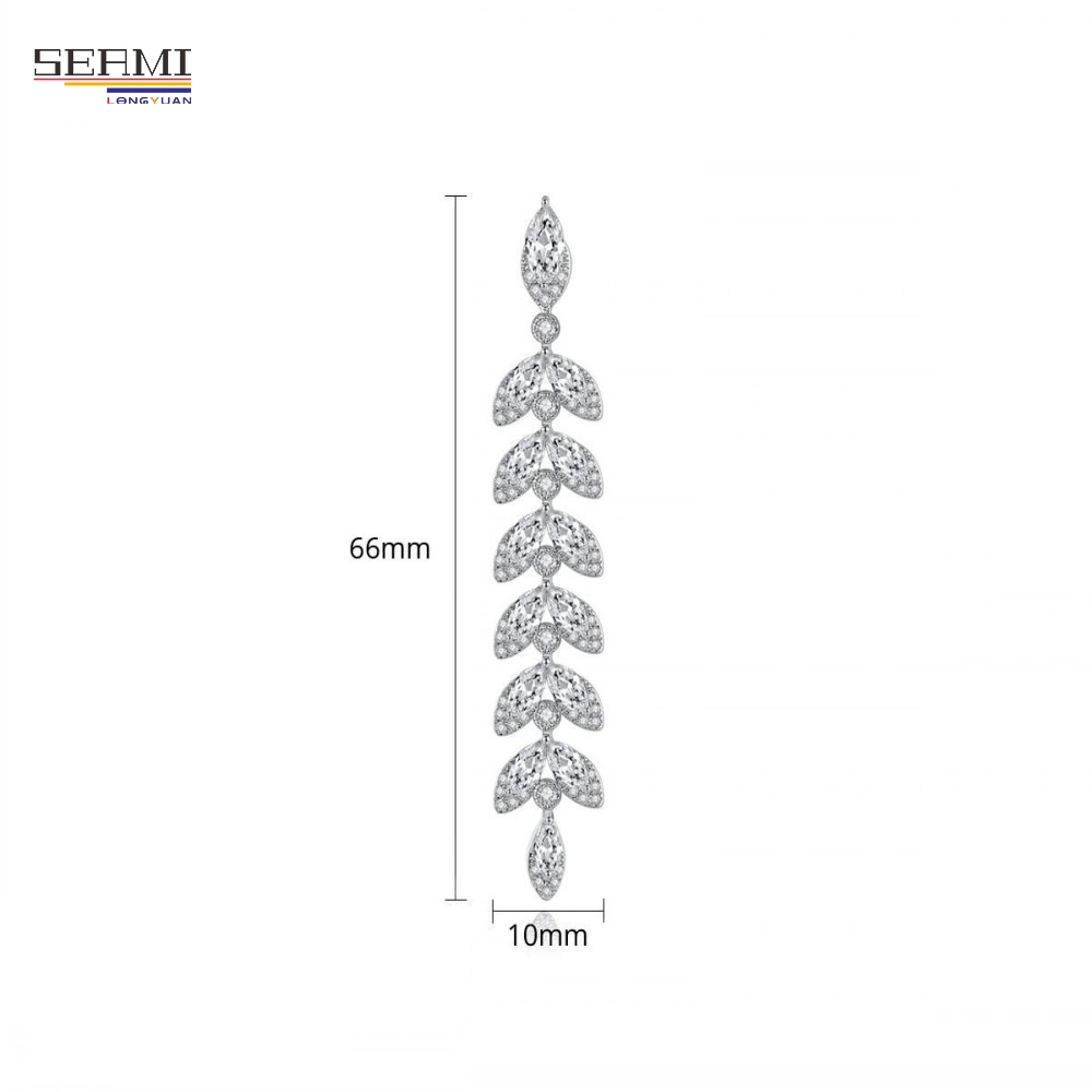 Factory Wholesale/Supplier AAA Zircon Long Leaf Brass Earrings