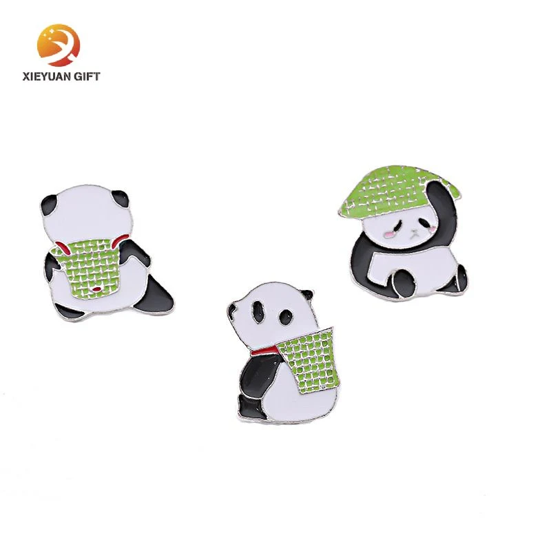 Wholesale Custom Logo Chinese Wind Cartoon Animals Cute Bucket Hat Giant Panda Jewelry Gifts Alloy Metal Hard Soft Brooch Enamel Badge Lapel Pin
