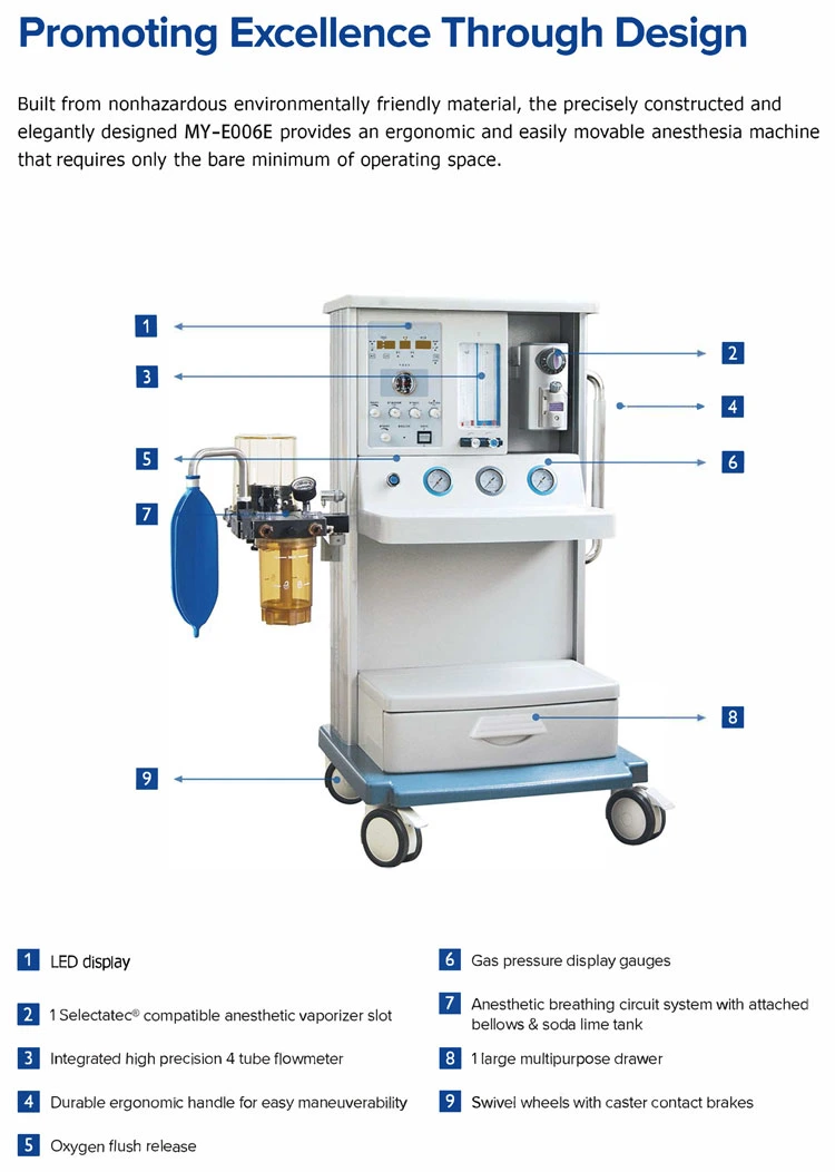 My-E006e Medical Equipment Hospital ICU Trolley Anesthesia Equipments with Ventilator