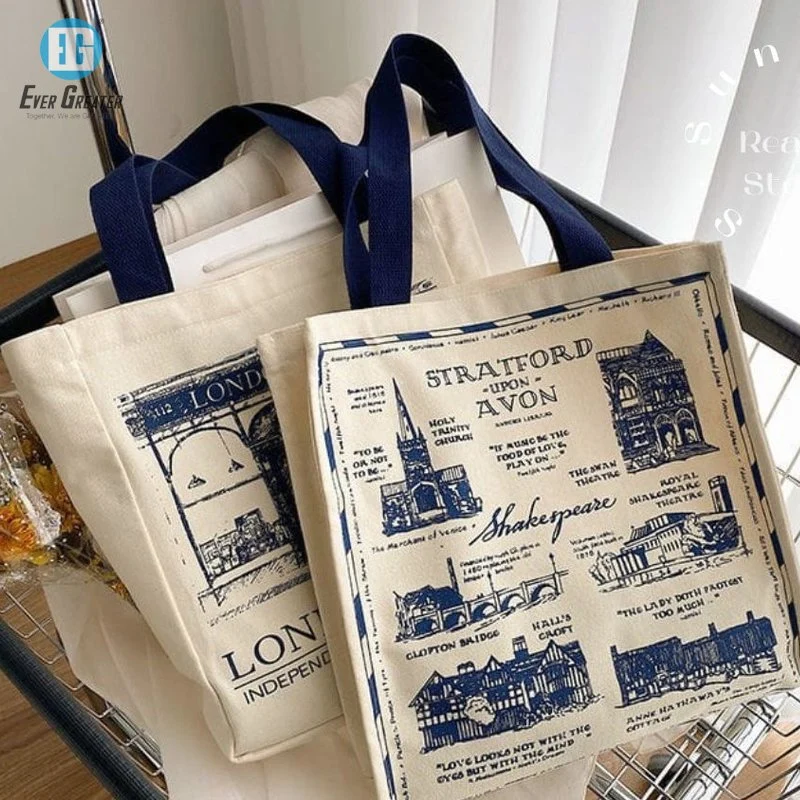 Cotton Tote Bag Shopping with Printing Logo Bolsos Sac &agrave; Main Sacola