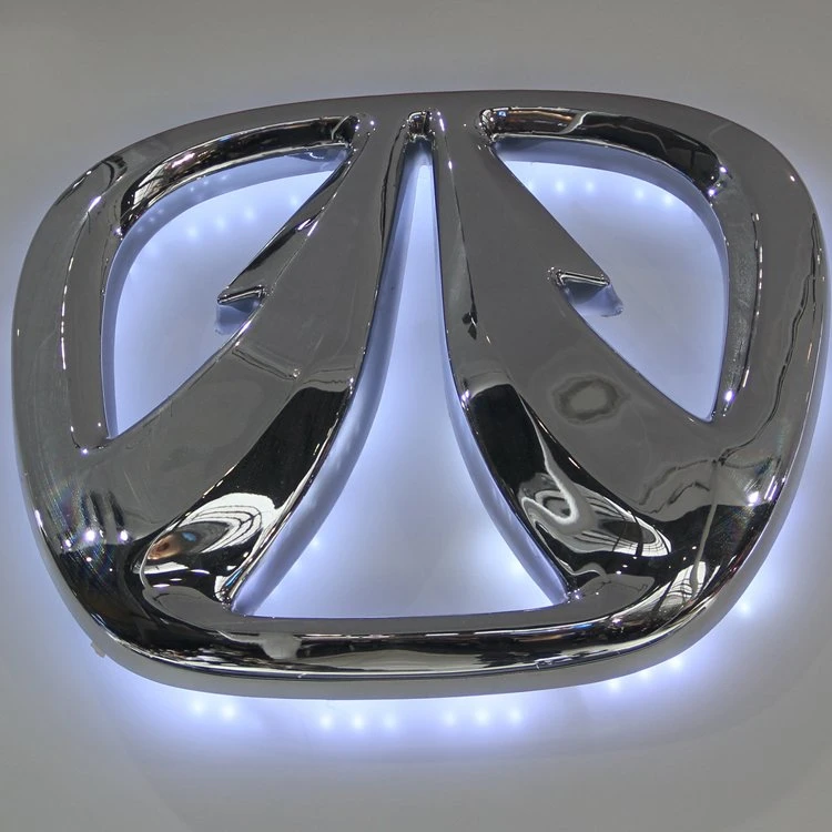 3D Chrome Silver Color Car Showroom LED Lighting Thermoforming Auto Car Logo Sign