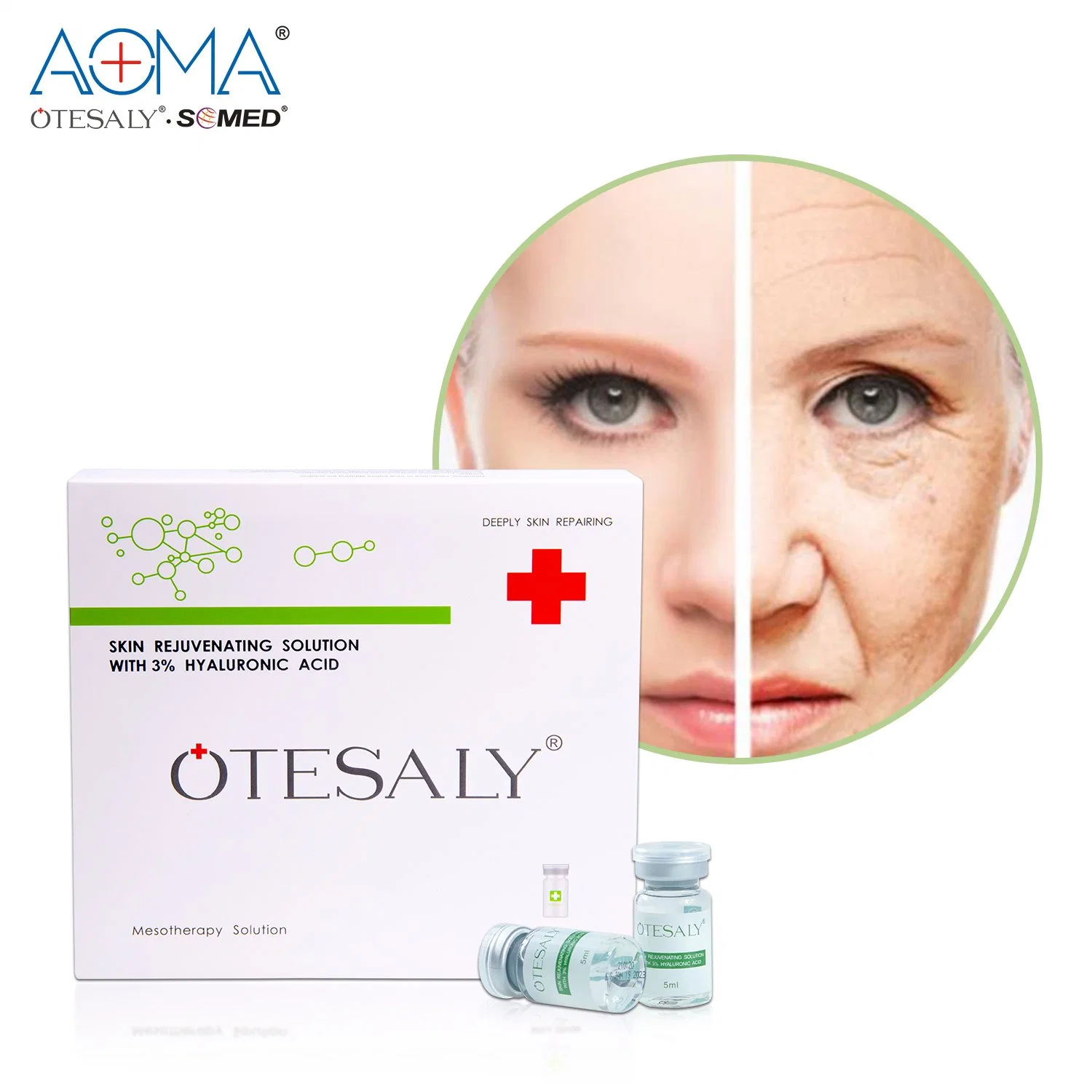 Otesaly Wholesale/Supplier 5ml 10 Vials Mesotherapy Skin Rejuvenation with 3% Ha Skin Care Anti Aging Fine Lines Meso Solution