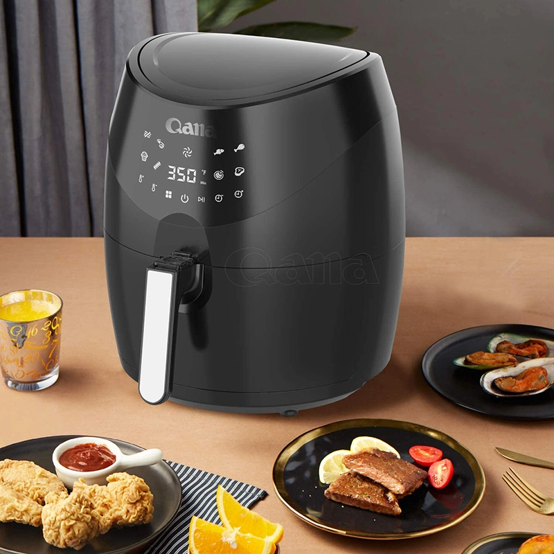 Multifunction Black Stainless Steel Air Fryer Oven Digital Display 6 Quart Large Airfryer Cooker 12 1-Touch Cooking Presets, XL Air Fryer Basket 1500W Power