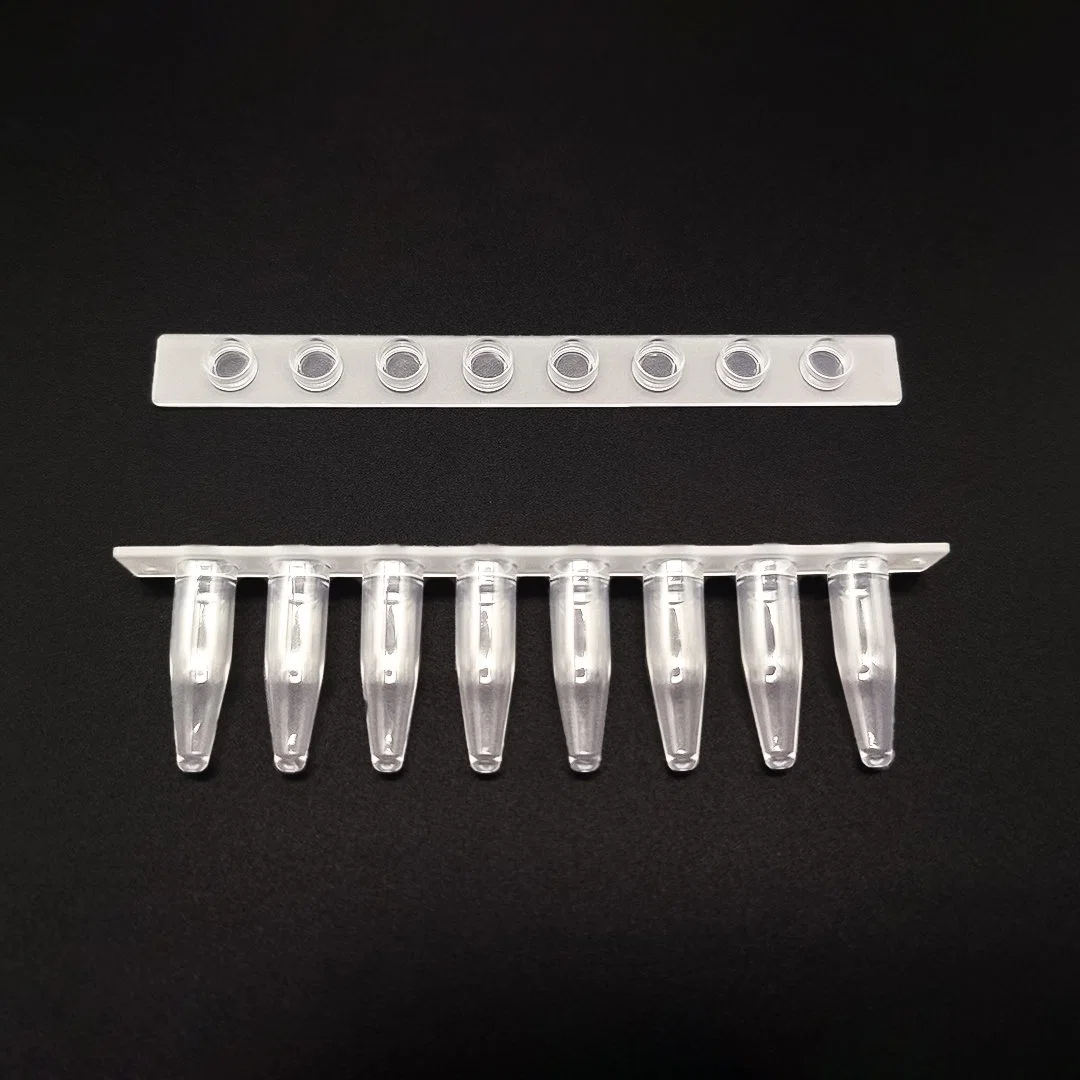 0.2ml Clear 8 Strips PCR Tubes Extra Thin Wall with Separated Cap