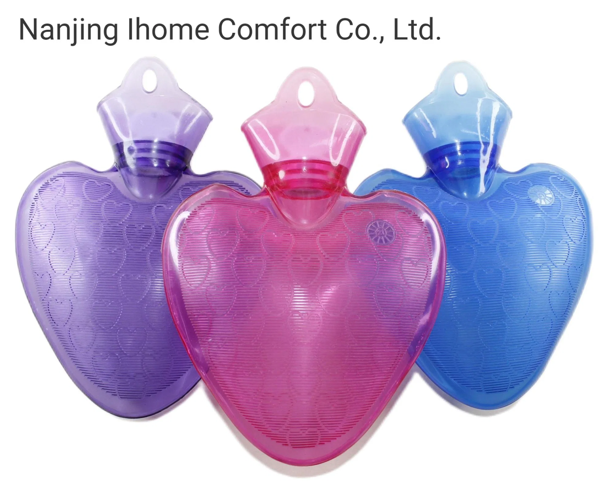 2023 New Design Heart Shape PVC Hot Water Bottle Bag with Removable Soft Knitted Coverfor Hot and Cold Therapy