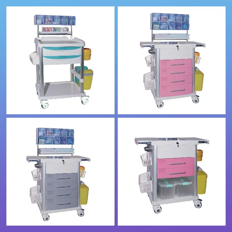 Hospital Used Nurse Trolley Drawer Medical Cart for Sale