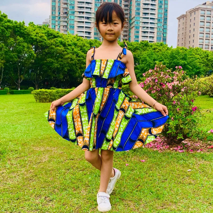 New Girls Slip Dress African Print Short Dresses Cute Kids Clothing