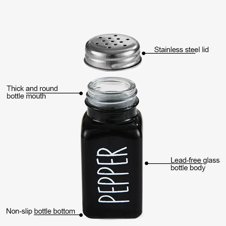 Square Seasoning Bottle with Hole Spray Paint Glass Seasoning Jar 70ml Small Storage Containers Glass Spice Jars