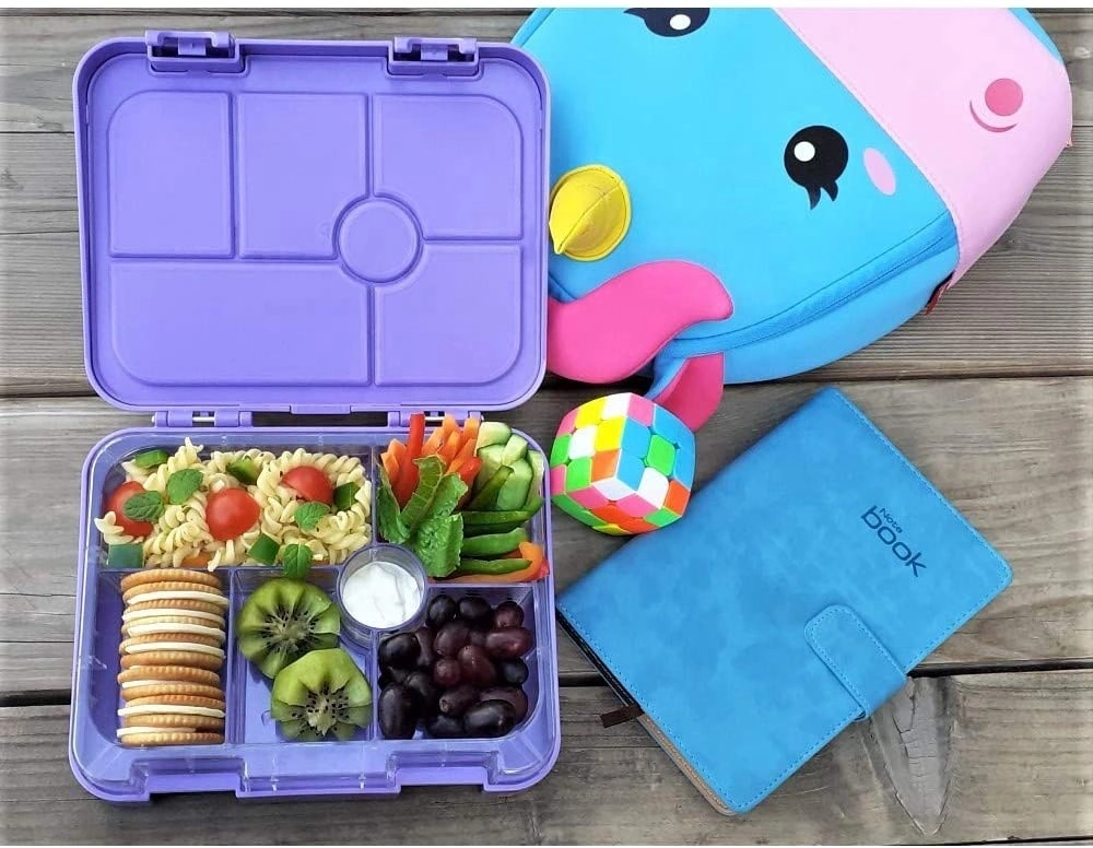 Aohea Logotipo personalizado 6 Compartimentos Bento Box para niños sin BPA Tritan Fiambrera