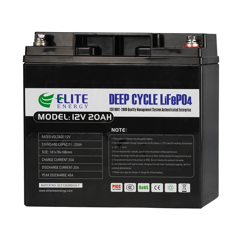 Elite Lithium Ion Battery Pack 12V 20ah Li-ion LiFePO4 Battery for Electric Bicycle/Golf Car/Forklift