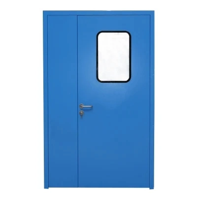 Fireproof Large Glass Panel Metal Doors Tempered Glass Steel Doors for Hospital, School, Lab