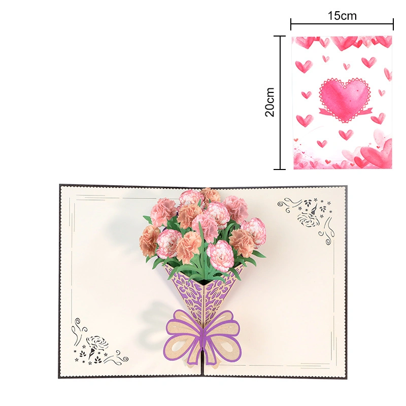Hot Selling in Stock 3D Christmas Wedding Birthday Pop up Flower Love 3D Greeting Cards for Valentine's Day