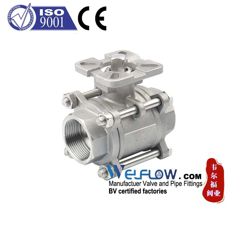 3PC Stainless Steel Ball Valve with High Mounting Pad