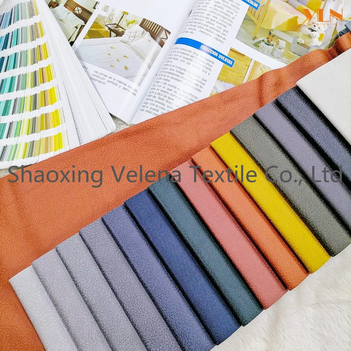 China Factory Technology Leather Suede Velvet Fabric Dyeing with Glue Emboss Upholstery Furniture Sofa Textile Fabric