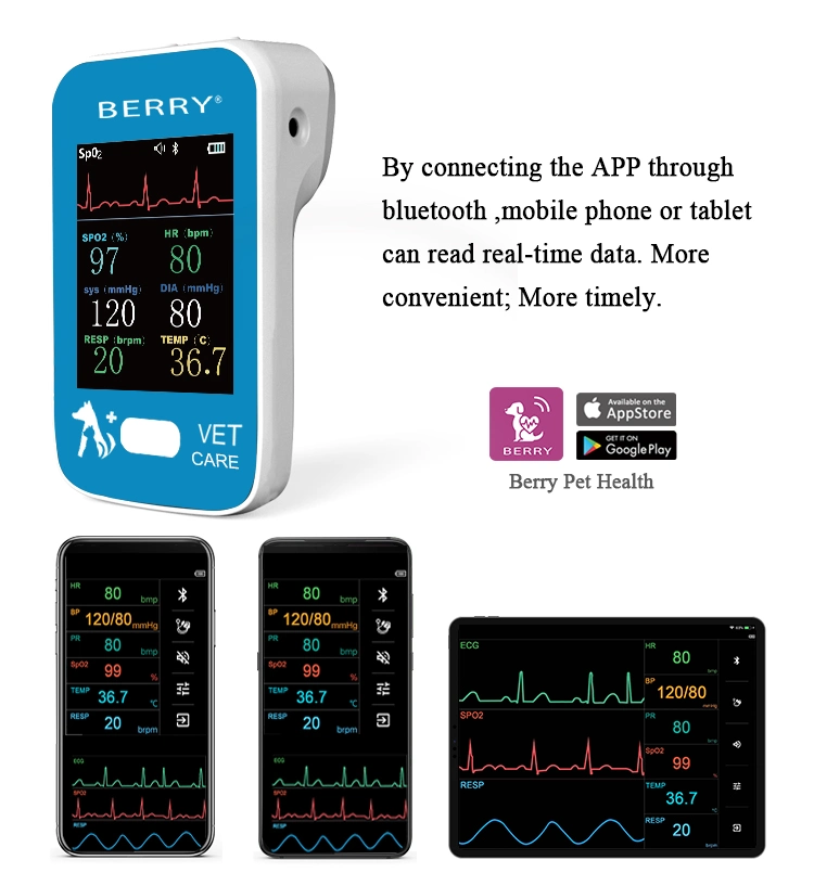 Am6200 Non seulement un moniteur portable de signes vitaux vétérinaires à main, mais aussi un moniteur multiparamètres pour les patients vétérinaires.