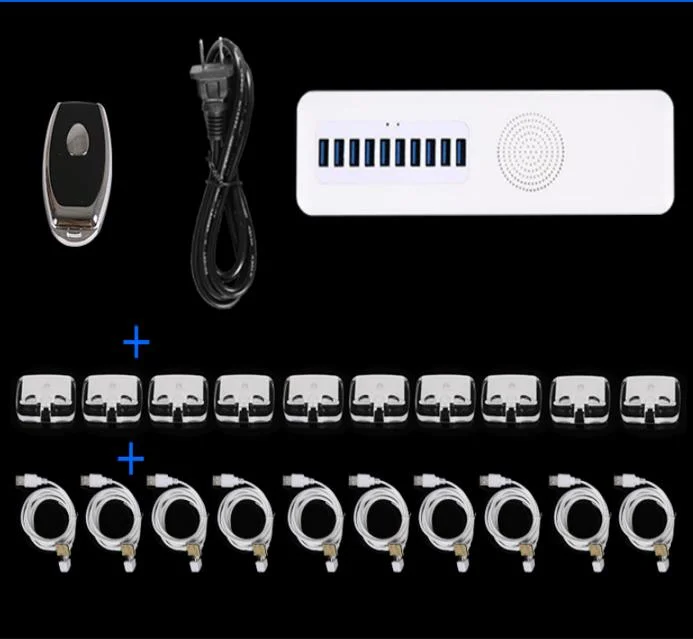 10 ports de la sécurité du système anti-d'affichage à l'étalage 10 ports Périphérique d'alarme antivol pour téléphone portable Tablet PC Portable