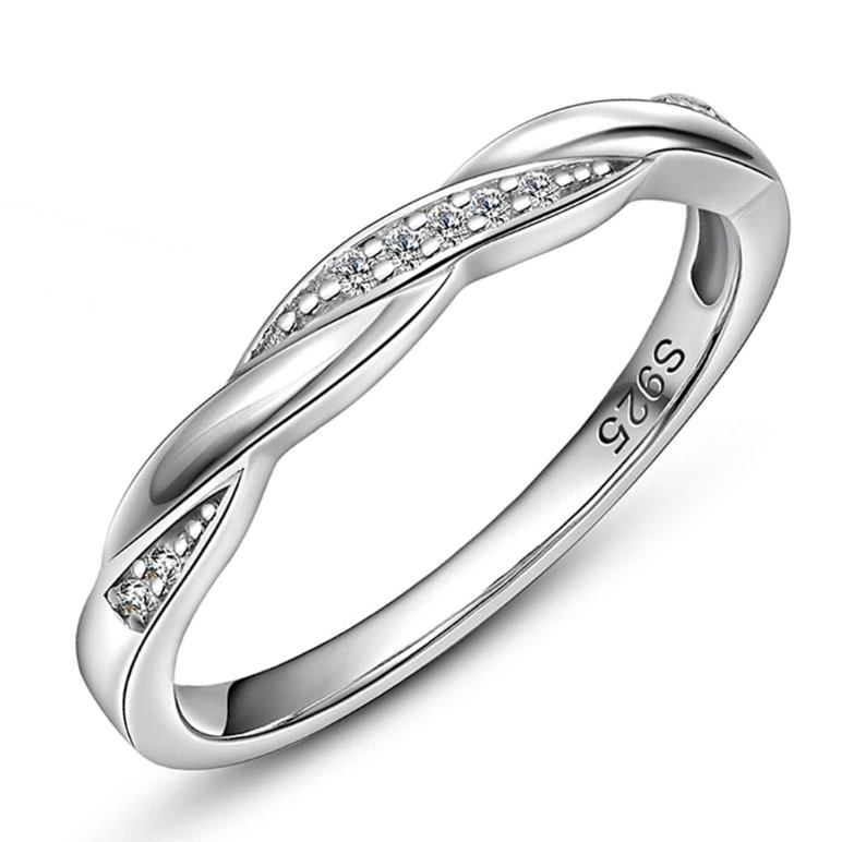 Großhandel Sterling Silber Schmuck einfachen Twist Ring für Mann und Geschenk der Frau zum Valentinstag