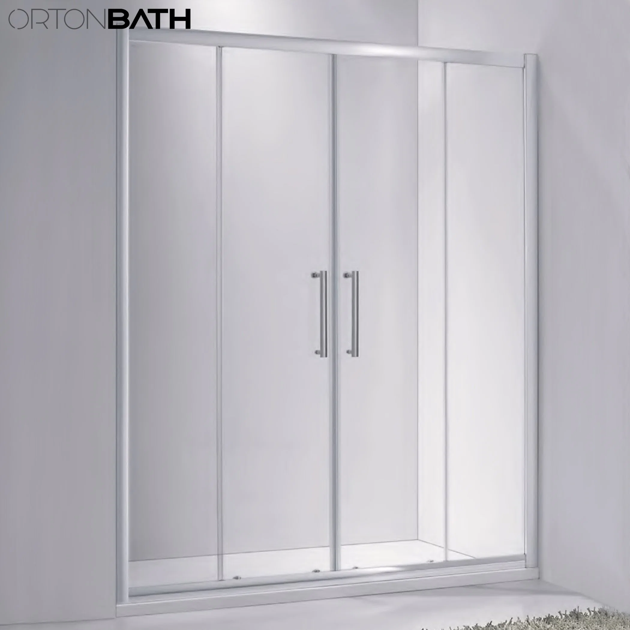 Ortonbath Pulido pulido de un lado hacia el pivote de acero inoxidable baño ducha de vidrio templado enmarcado Gabinete de la puerta de Gabinete de baño de ducha