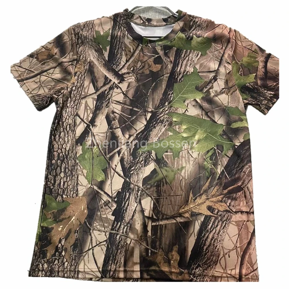 China T-Shirt Factory OEM Custom Design Camouflage Printed Outdoor Polyester Quick Dry Jersey